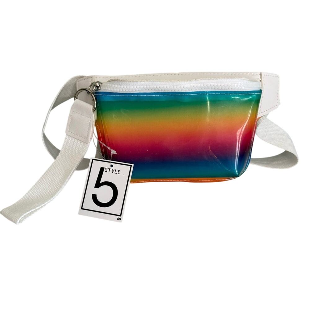 5 Style Transparent Pouch LGBTQ Rainbow Pride Belt Bag Clear Multi Small NWT